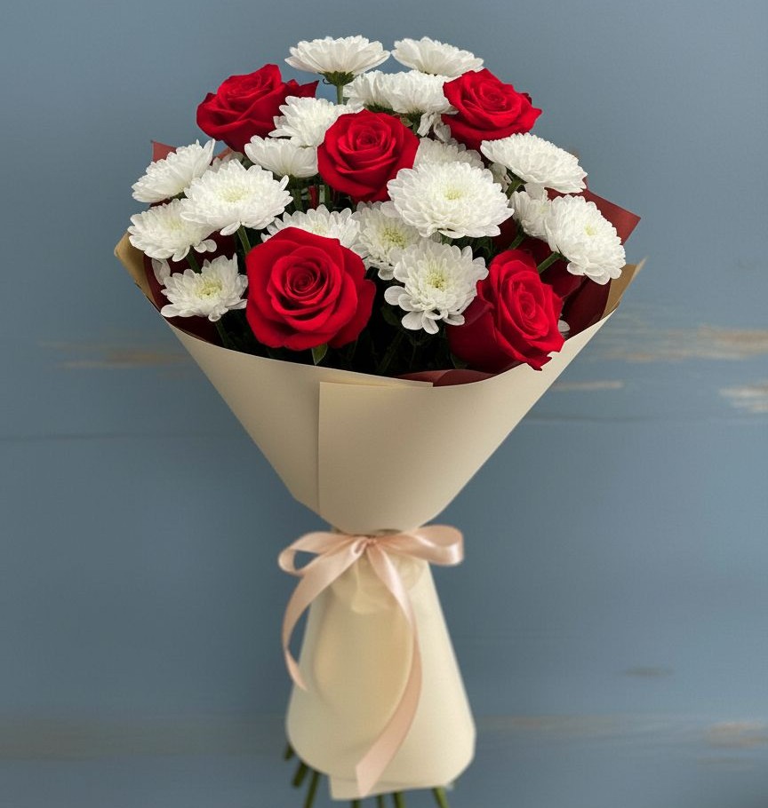 Букет цветов из: Розы и Хризантемы в Турксаде