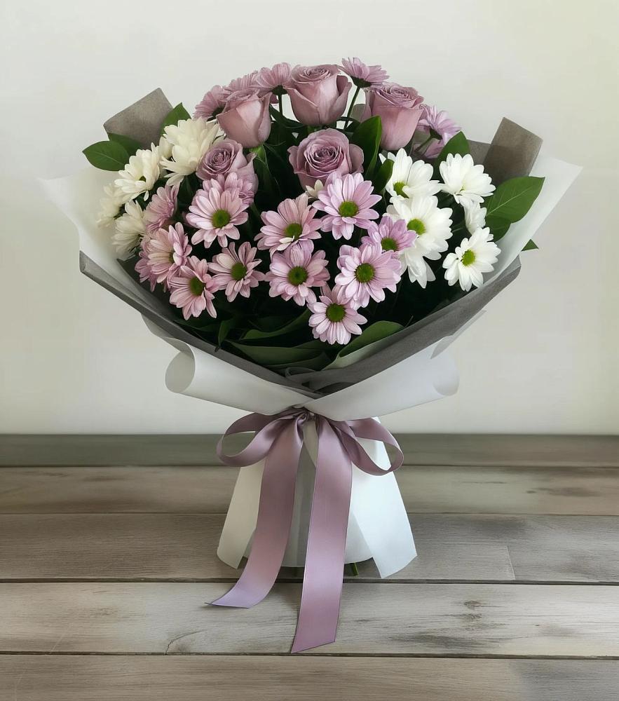 Букет цветов из: Хризантемы и Розы в Турксаде