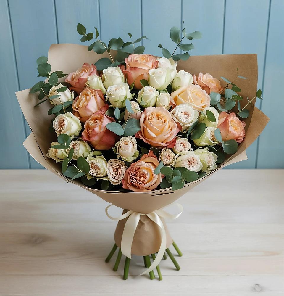 Букет цветов из: Альстромерии и Розы в Турксаде