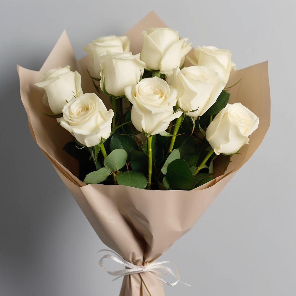 Букет 9 Белых роз Эдлесс Лав в Турксаде