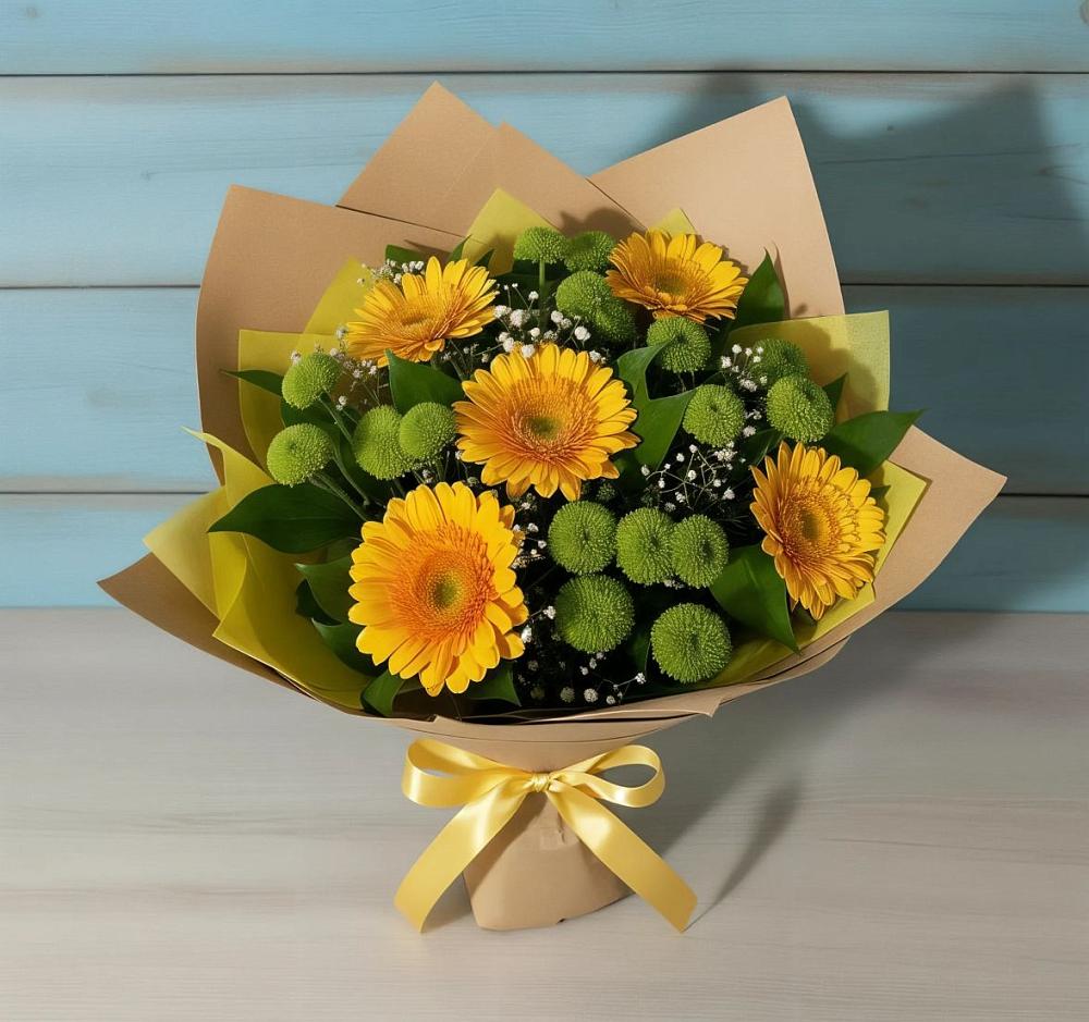 Букет цветов из: Герберы и Хризантемы в Турксаде