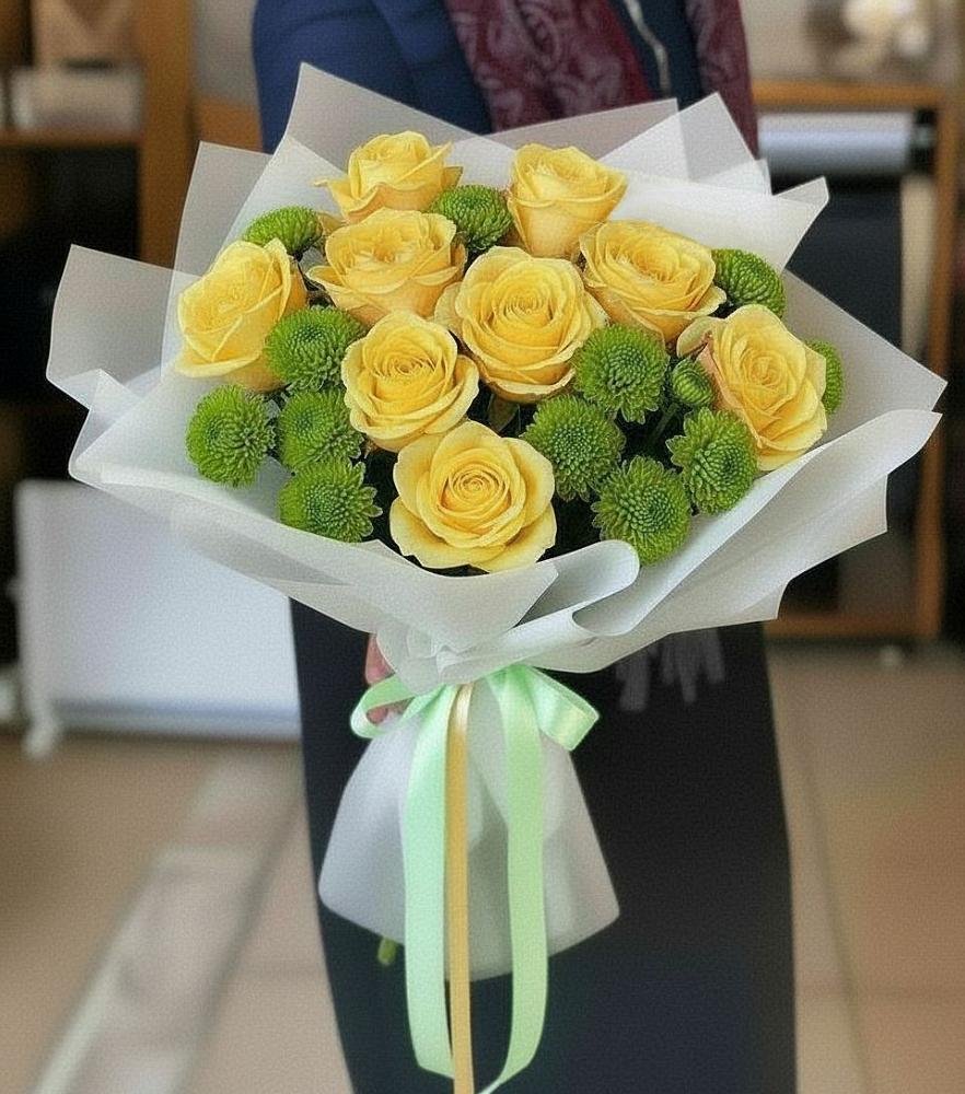 Букет цветов из: Хризантемы и Розы в Турксаде