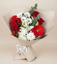 Букет цветов из:  Розы, Хризантемы, Герберы и Лилии в Турксаде