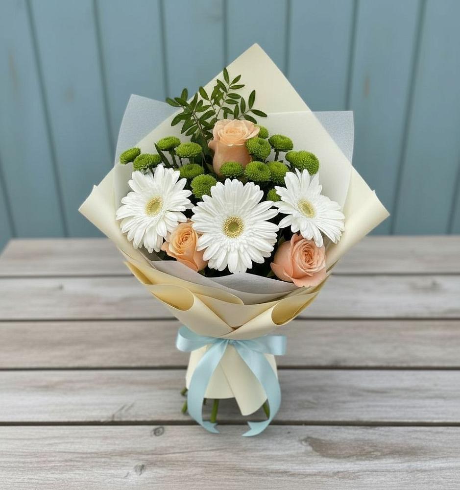 Букет цветов из: Герберы, Розы и Хризантемы в Турксаде