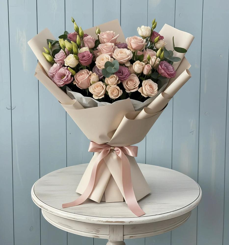 Букет цветов из: Розы и Лизиантусы в Турксаде