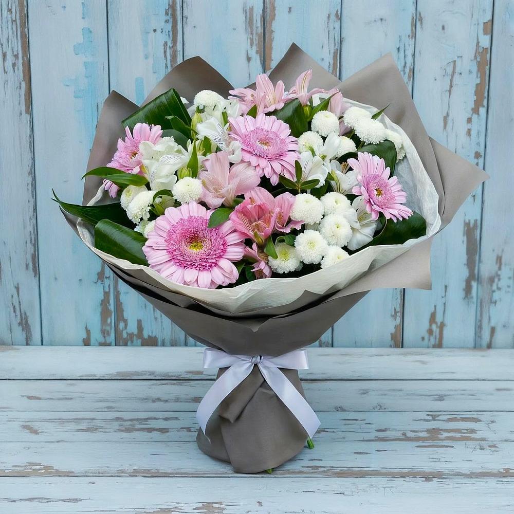 Букет цветов из: Герберы, Альстромерии и Хризантемы в Турксаде