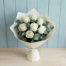 Букет Белые розы в Эвкалипте в Турксаде